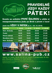Plakát pravidelné jízdy Šalina pub 2015